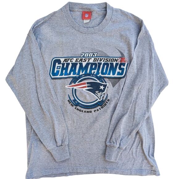 Vintage New England Patriots 2003 AFC East Champions NFL Long Sleeve Shirt Large - Picture 1 of 4